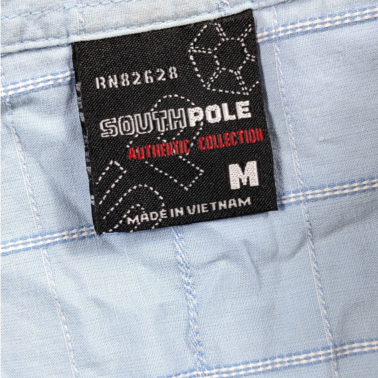 Southpole Shirt Mens Medium Short Sleeve Button Up Checkered Grid Pattern Plaid