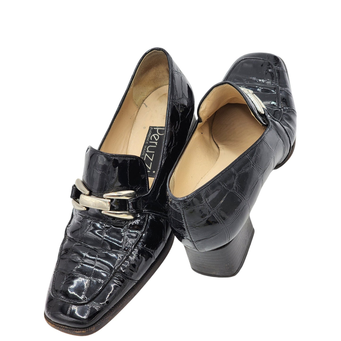 Peruzzi Shoes Women Size 6.5 37 Florence Italy Loafers Square Toe Sophistication