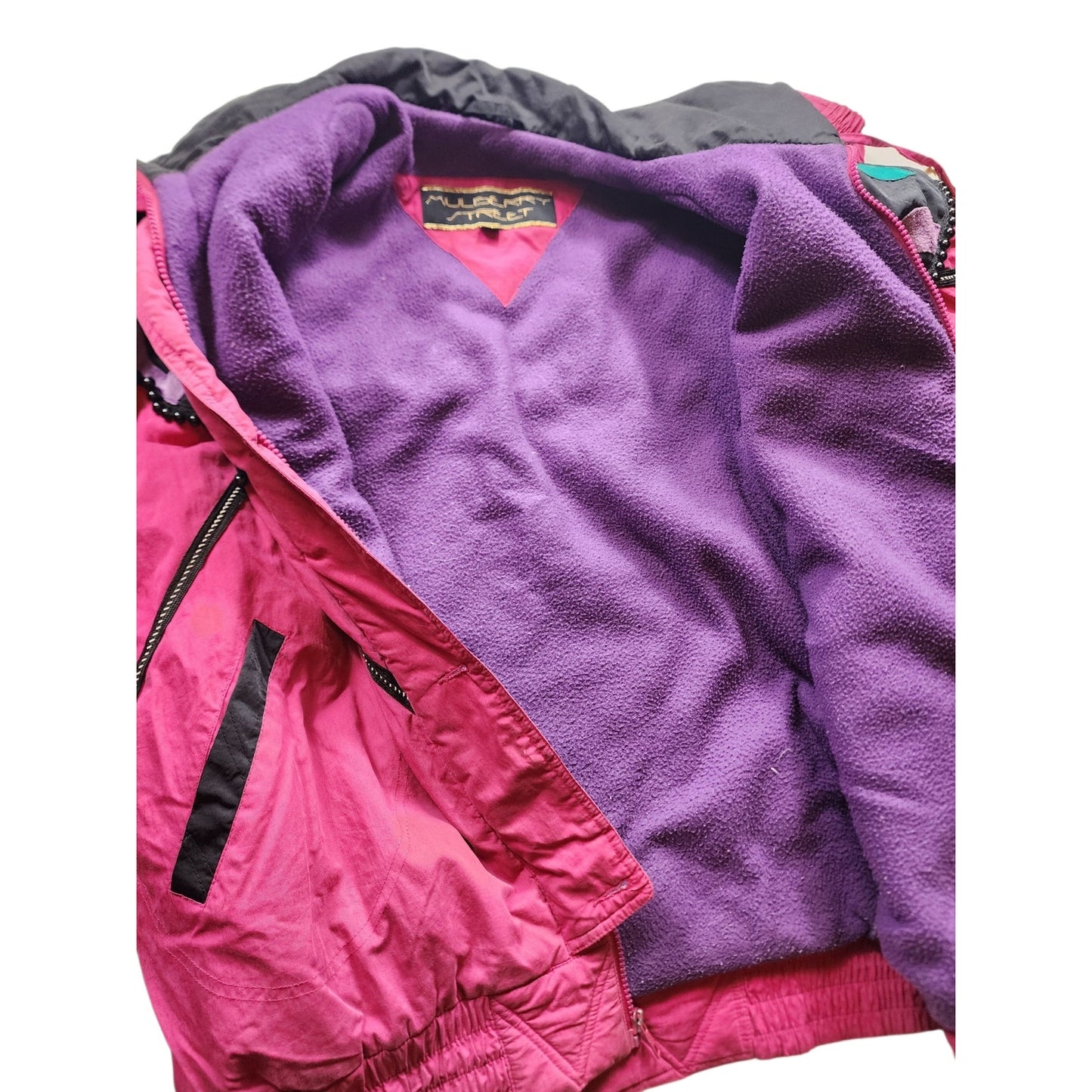 Mulberry Street Ski Jacket Womens Medium Colorblock Fleece Winter 80s 90 Vibes