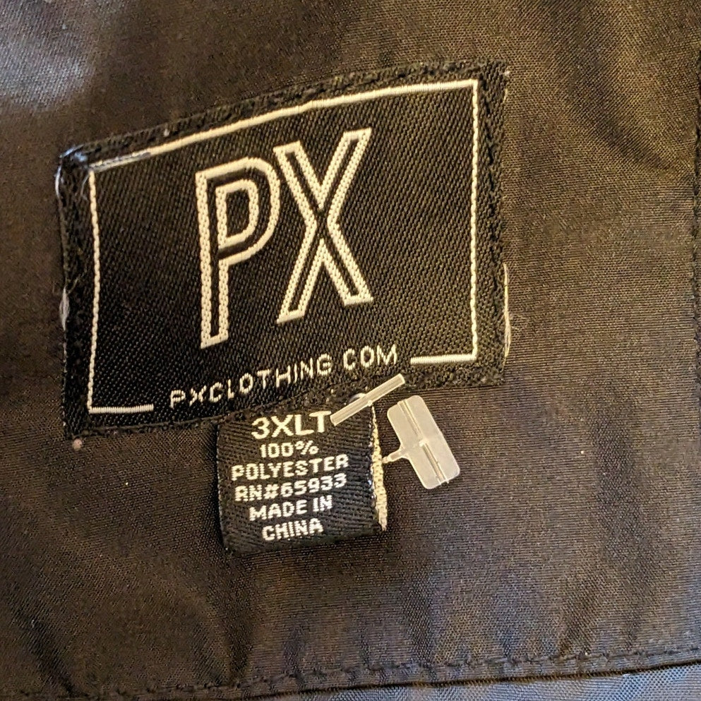 PX Clothing Jacket Mens 3XLT Hooded Puffer Full Zip Gray Black Colorblock Hoodie
