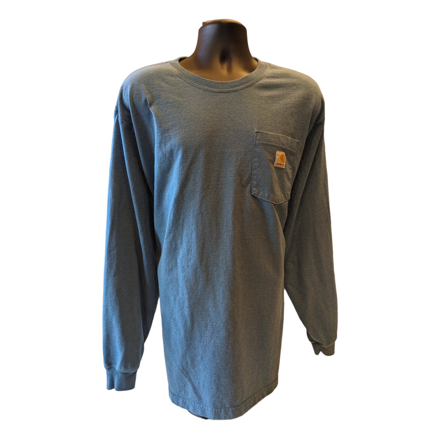 Carhartt Shirt Mens 2XL Blue Long Sleeve Original Fit Pocket Tee Workwear Rugged