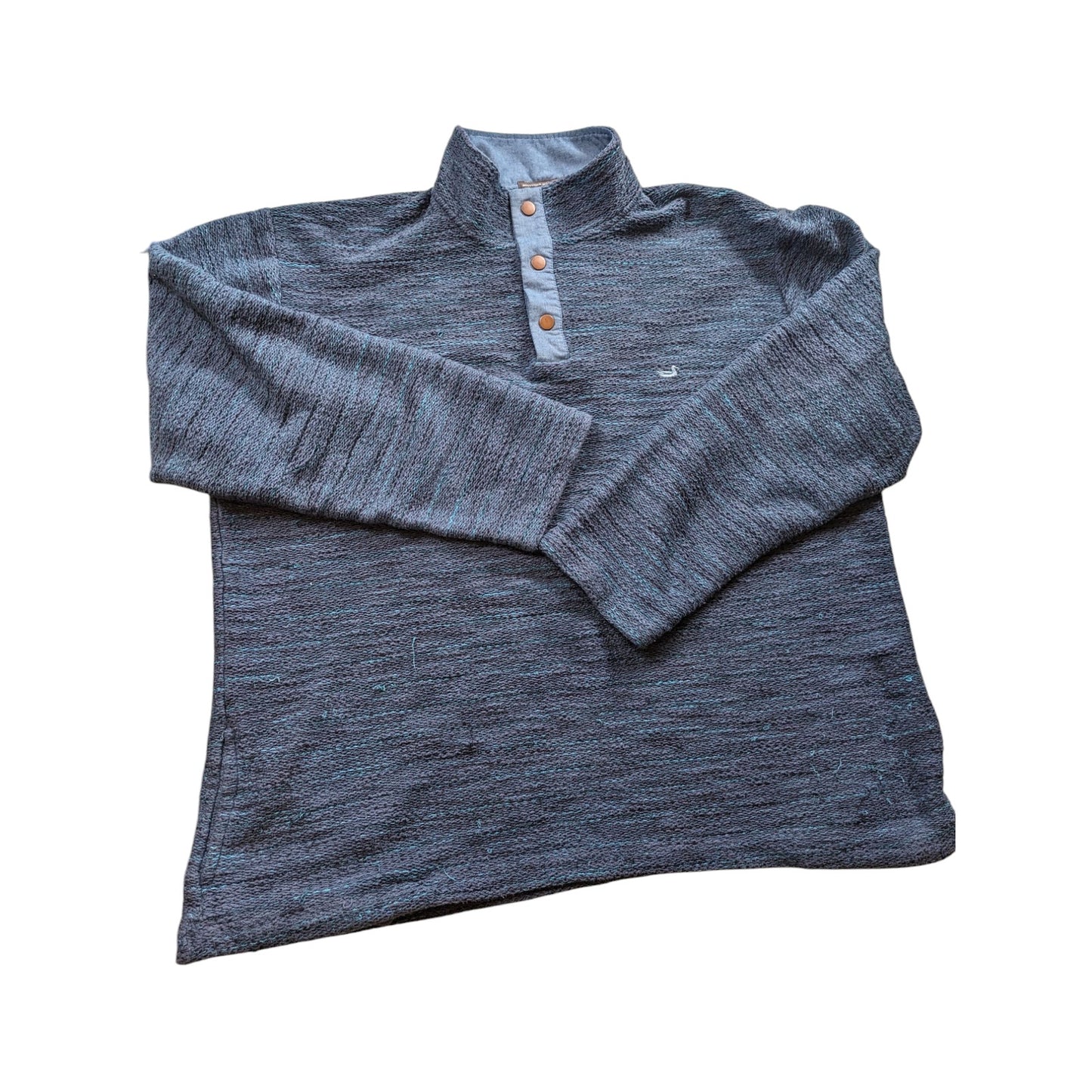 Southern Marsh Sweater Mens XL Pullover Blue Quarter Snap Mock Neck Preppy