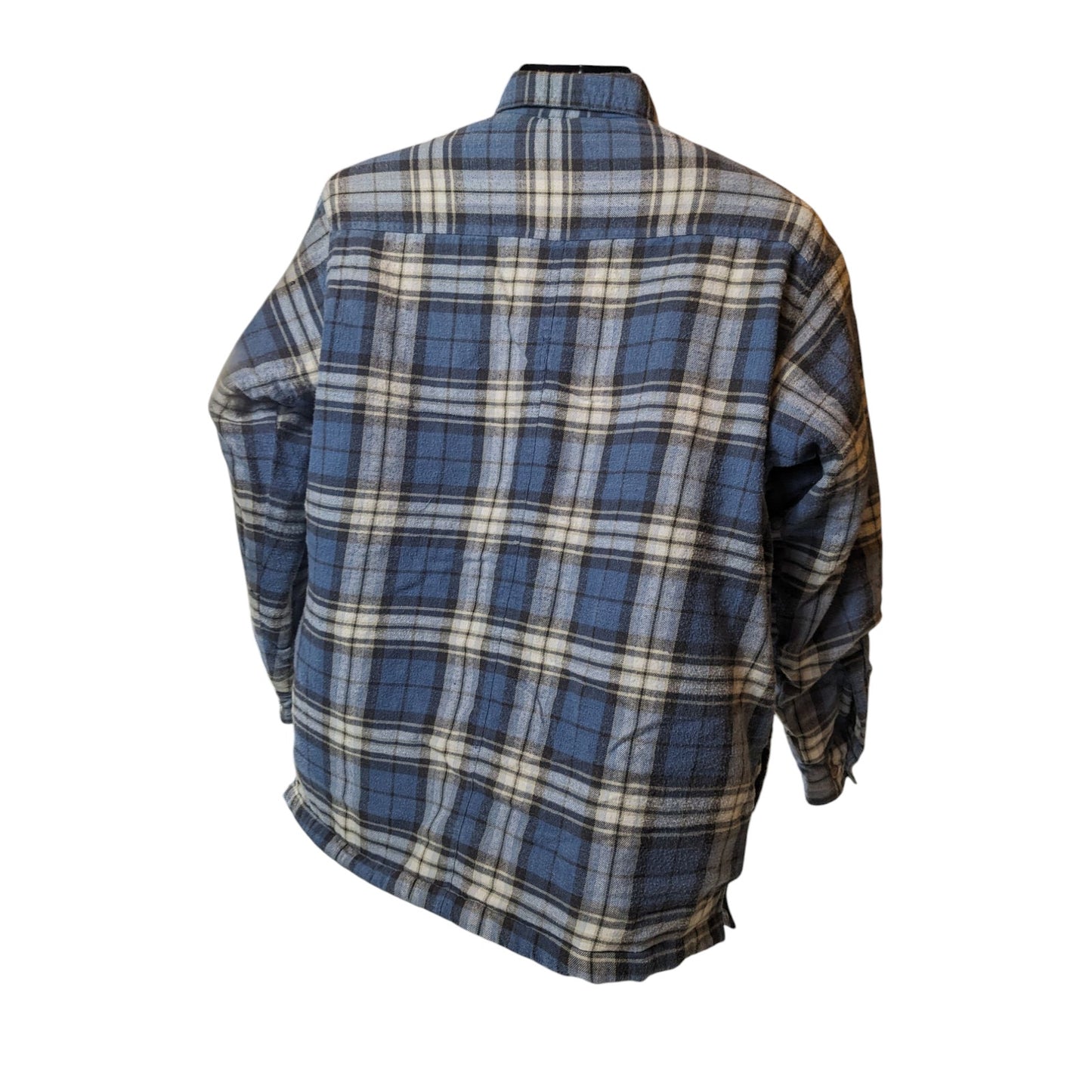 Canyon Guide Outfitters Quilted Flannel Jacket Mens Large Blue Plaid Shirt Coat