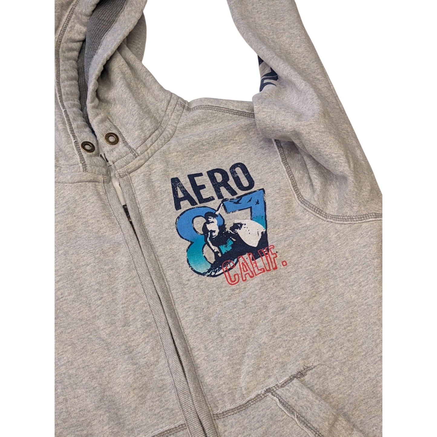 Aeropostale Hoodie Mens Large Zip Up Sweatshirt AERO Surf Graphic California