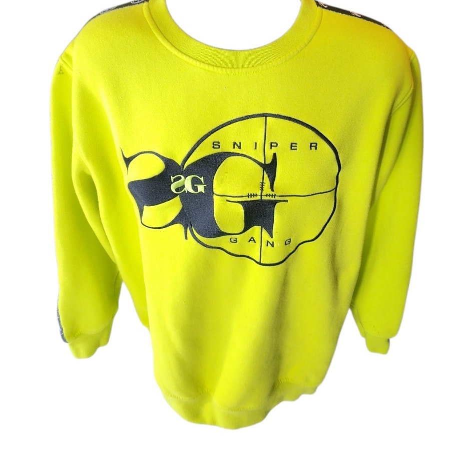 Sniper Gang Sweatshirt Men XL Women 2XL Safety Green Streetwear Pullover Hip Hop