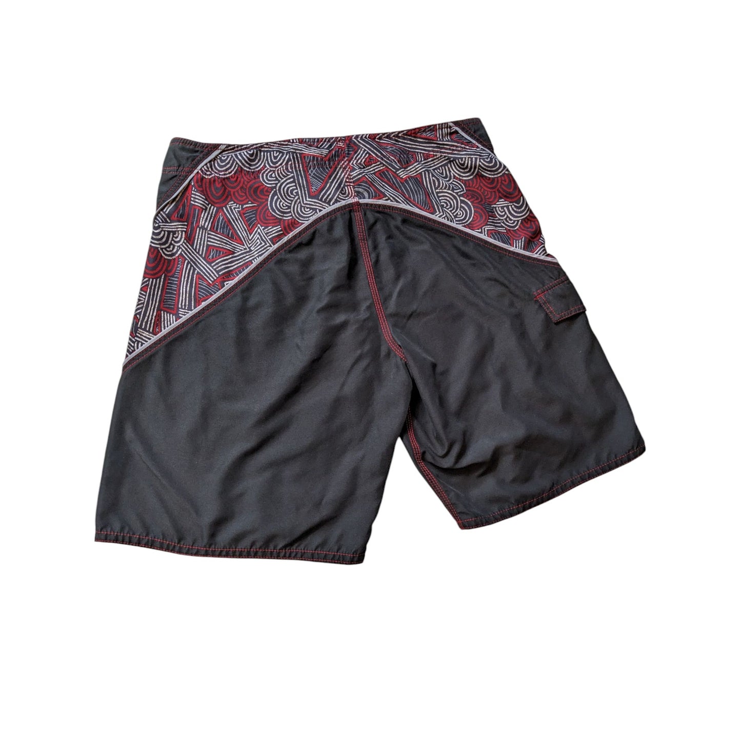 OP Board Shorts Mens 36 Black Red Tribal Print Swim Surfwear Ocean Pacific Beach