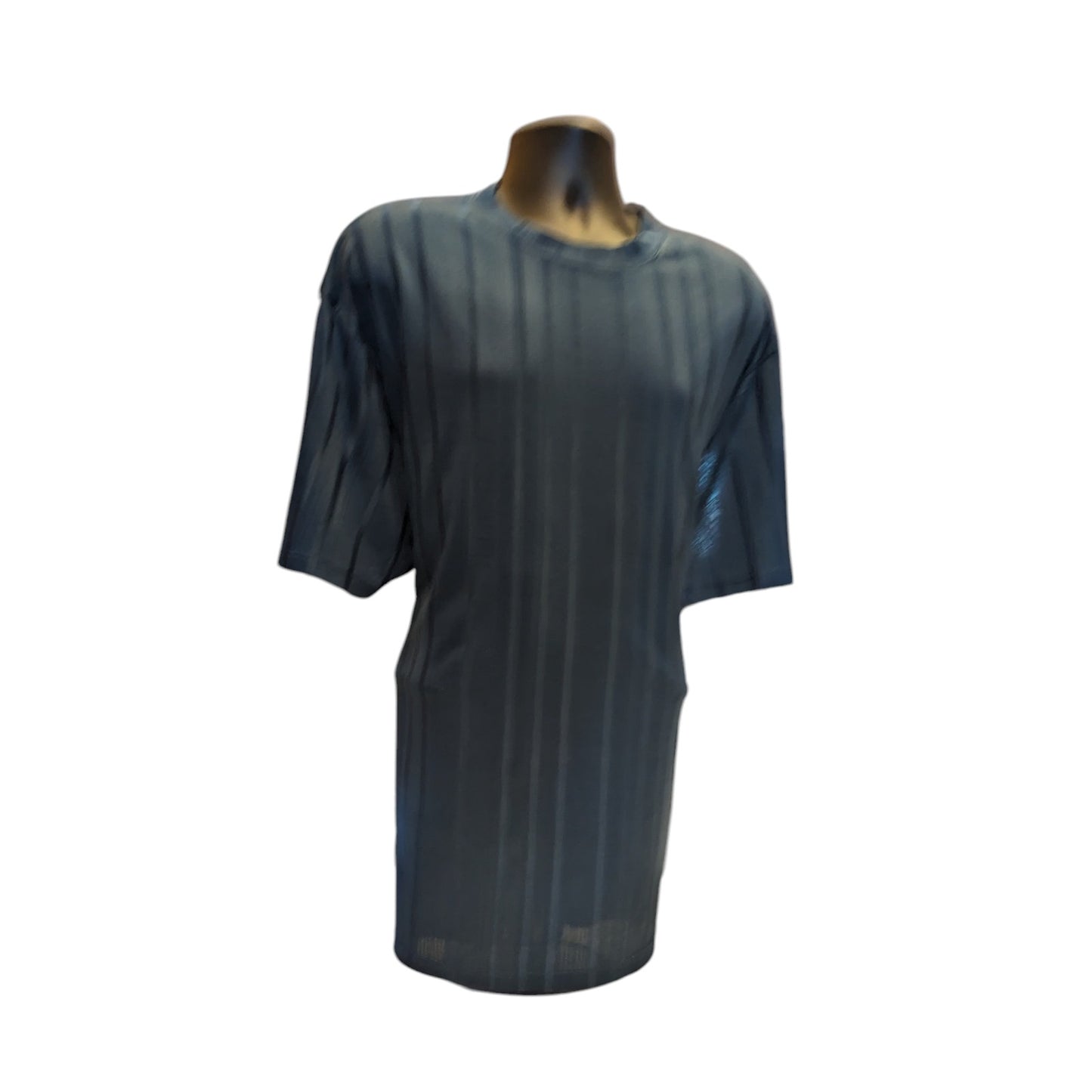 Stacy Adams Shirt Mens 3XLT Textured Blue Striped Short Sleeve Crew Neck