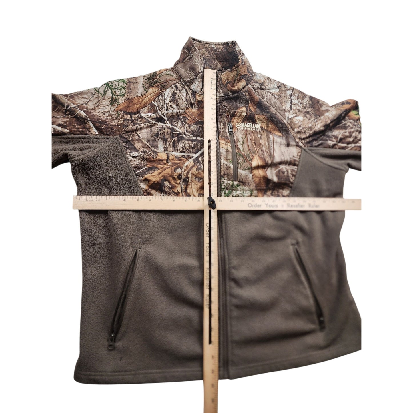 Magellan Outdoors Mens Large Realtree Edge Camo Zip Fleece Jacket Hunting Hiking