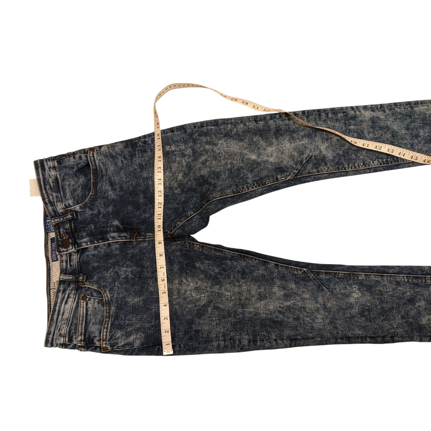 USTORM Jeans Mens Slim Fit 32x32 Blue Acid Wash Distressed Denim Retro Y2K Vibe