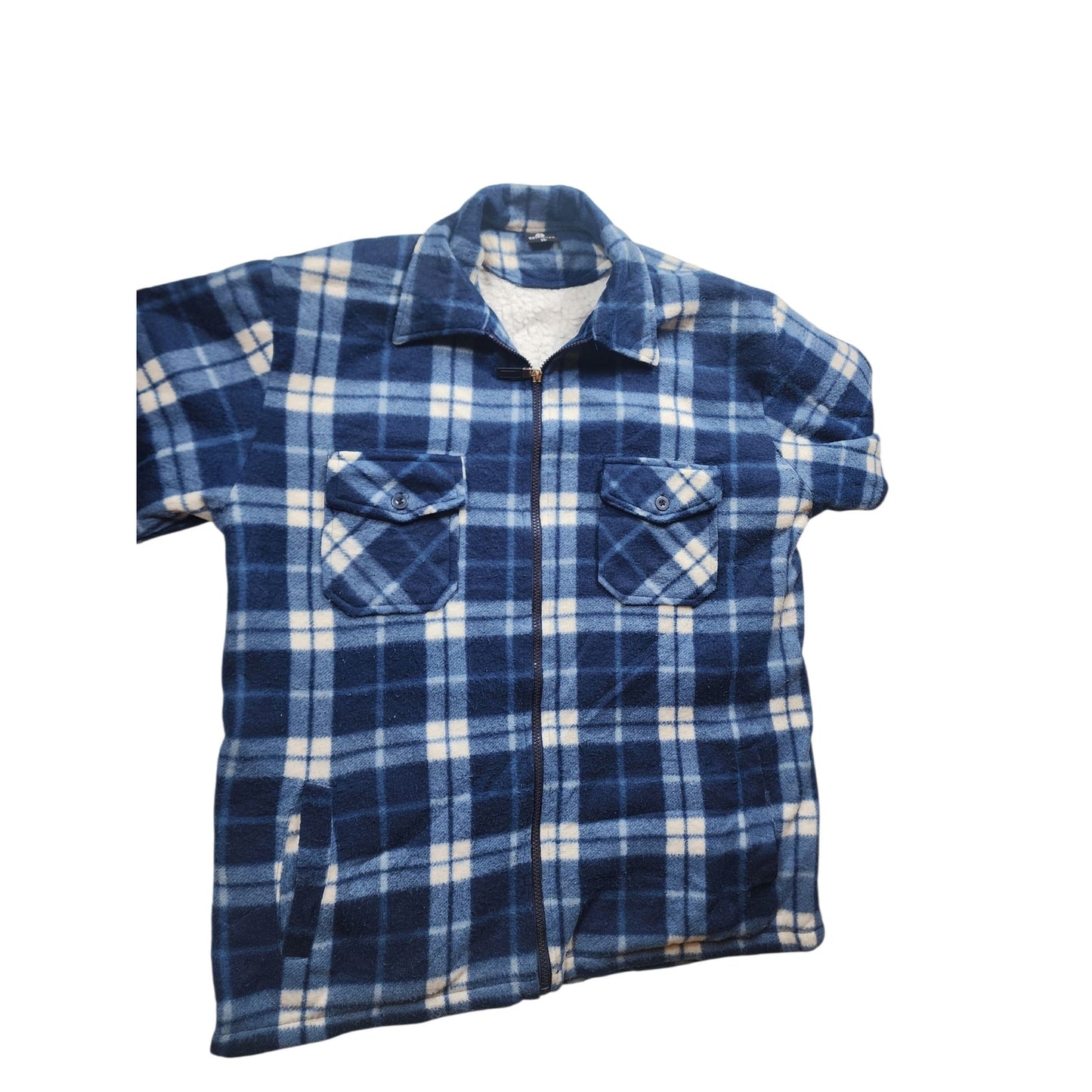 Estrellas Fleece Shirt Jacket Men XL Plaid Zip Sherpa Shacket Flannel Lumberjack