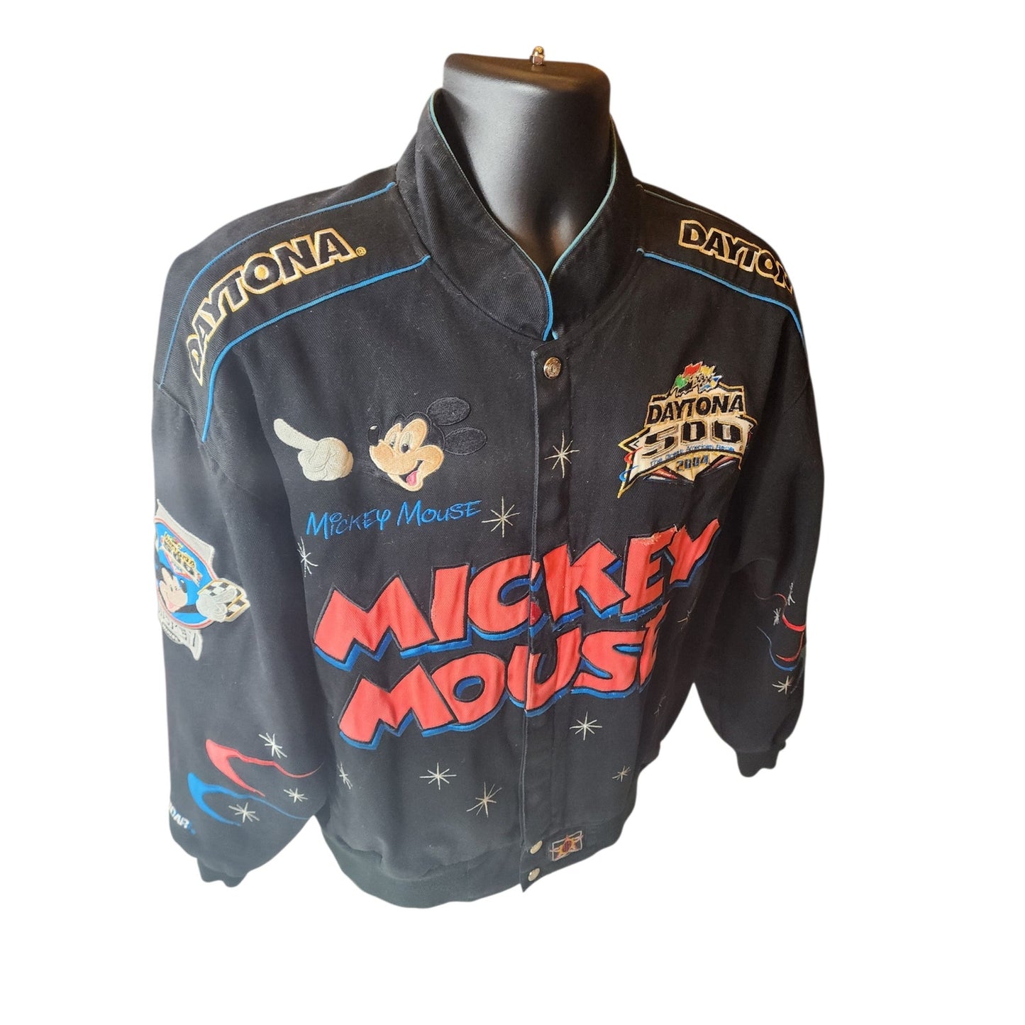 Disney Jeff Hamilton Jacket Mens Large Mickey Daytona NASCAR Embroidered Bomber