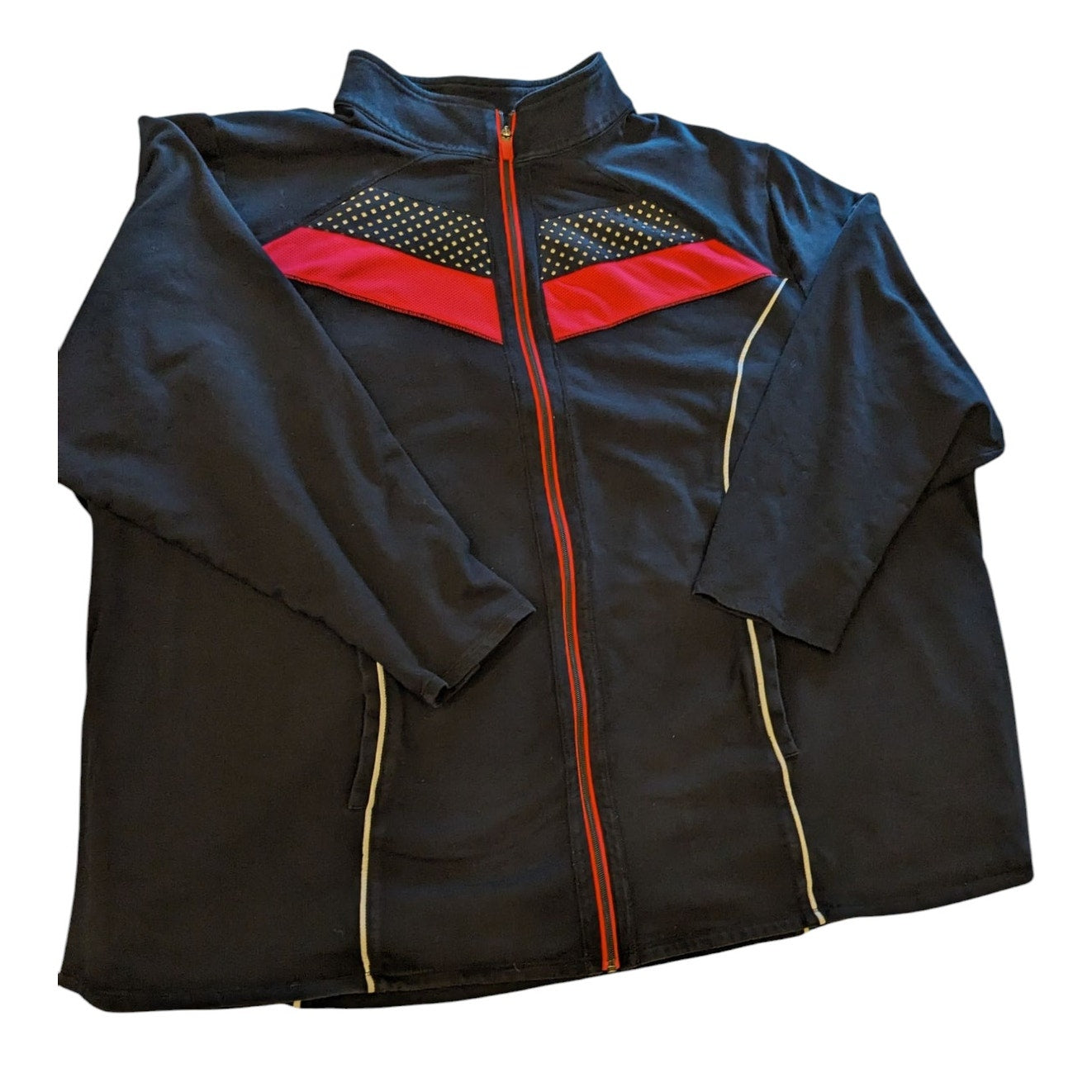 Catherines Top Womens 5X Track Jacket Zip Plus Size 34/36W Rhinestone Activewear