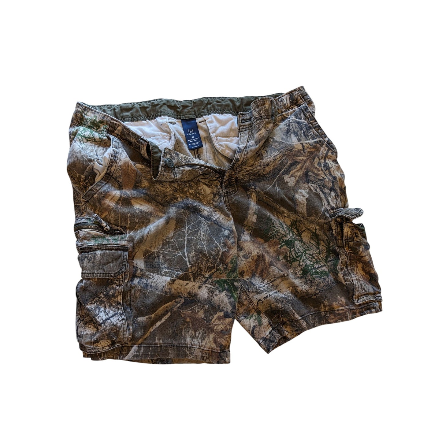 George Camo Cargo Shorts Men 42 Realtree Utility Pocket Hiking Waistband Stretch