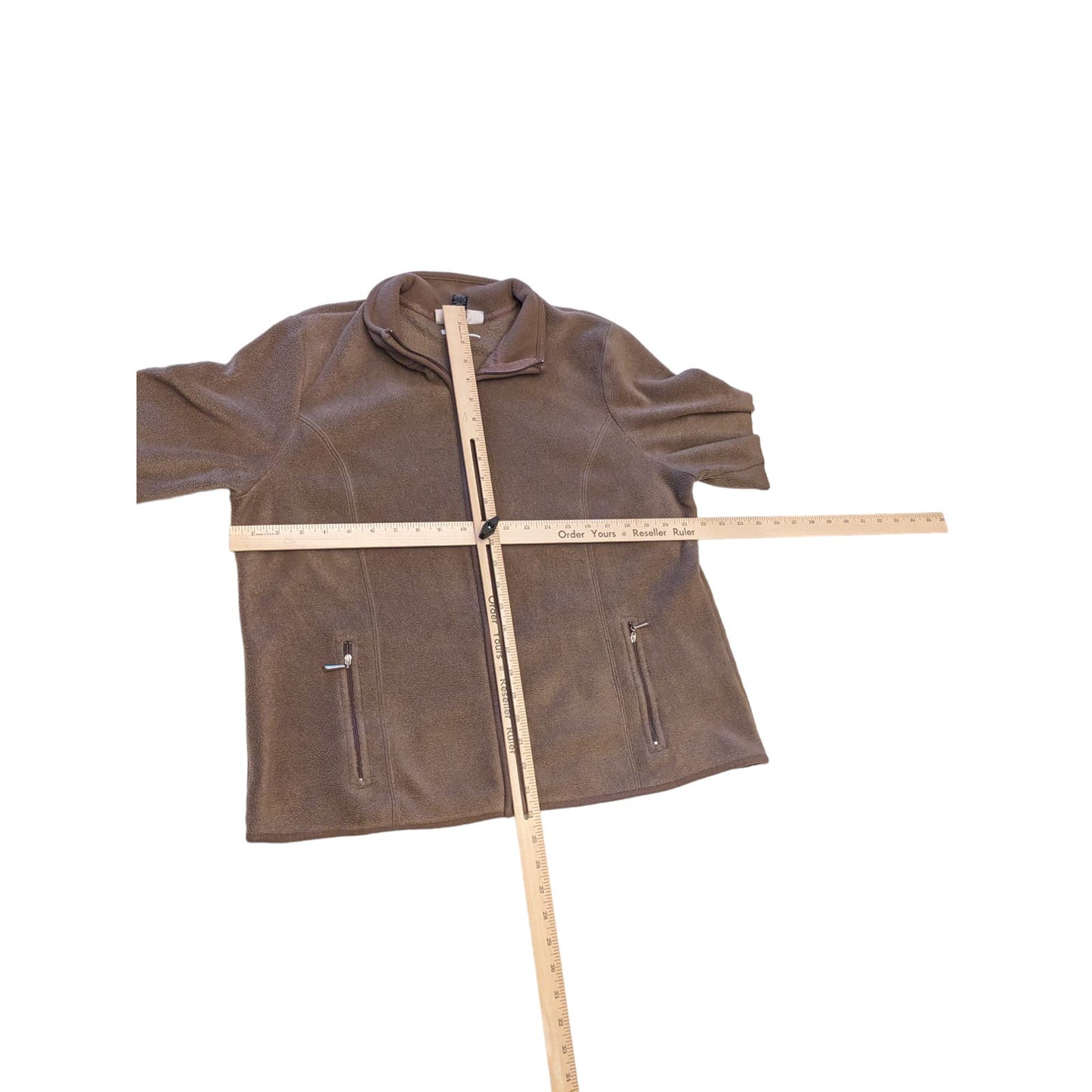 Karen Scott Fleece Jacket Womens Size Large Full Zip Long Sleeve Sport Sweater