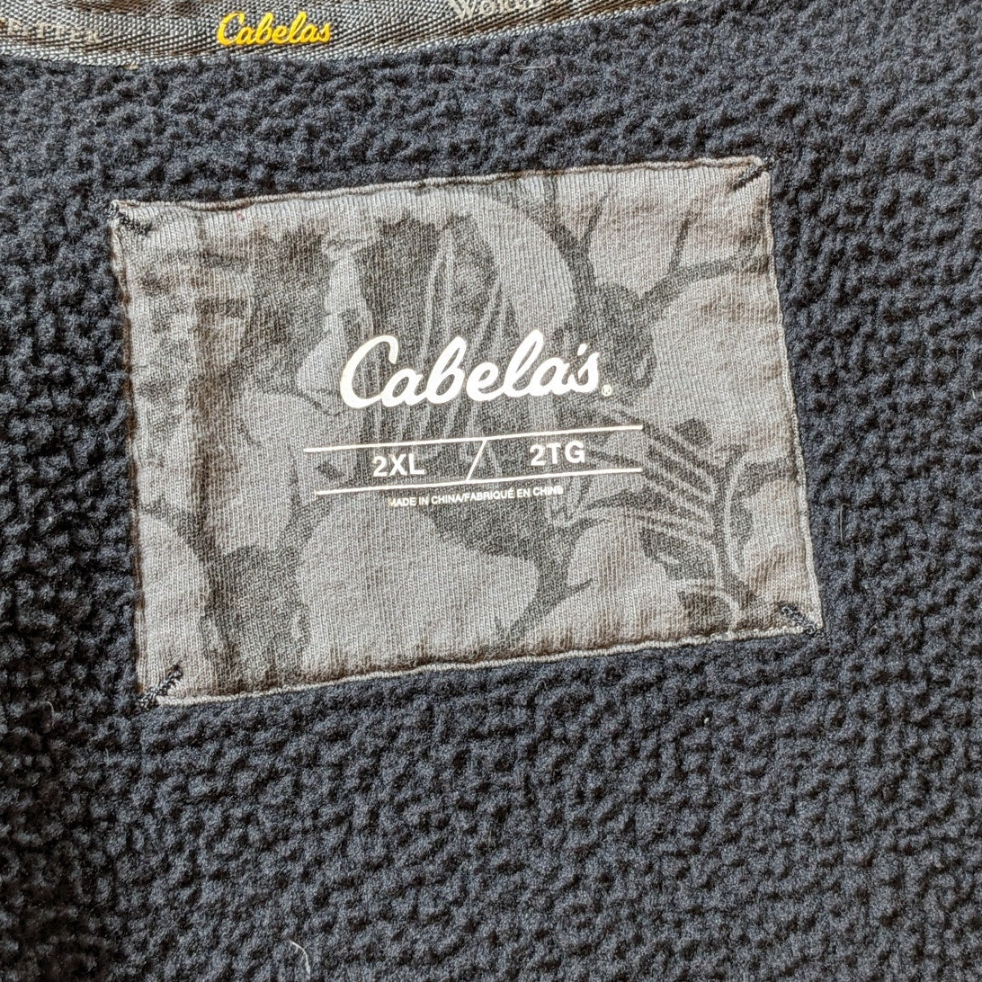 Cabelas Sleeveless Hoodie Vest Womens 2XL Mens XL Fleece Patches Streetwear Zip