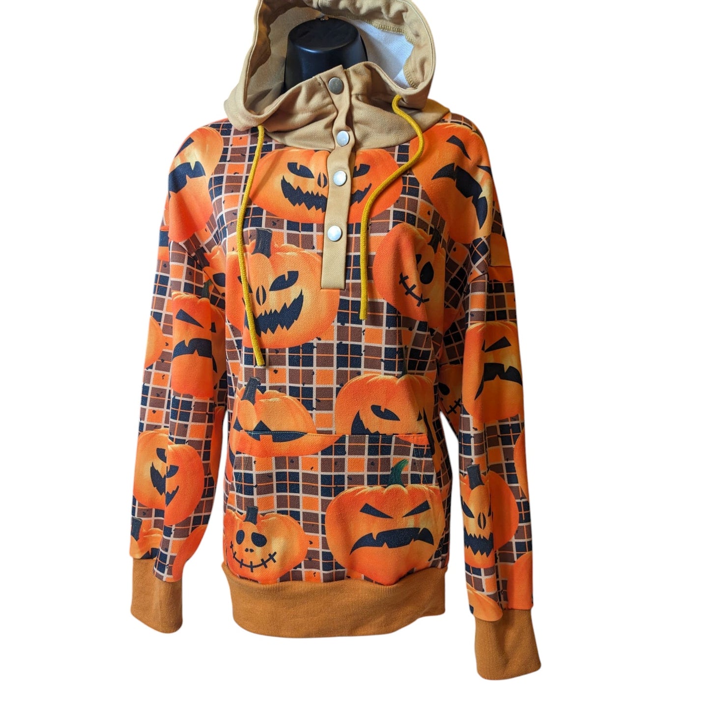 Misslook Halloween Hoodie Womens XL Pumpkin Jack O Lantern Pullover Sweatshirt