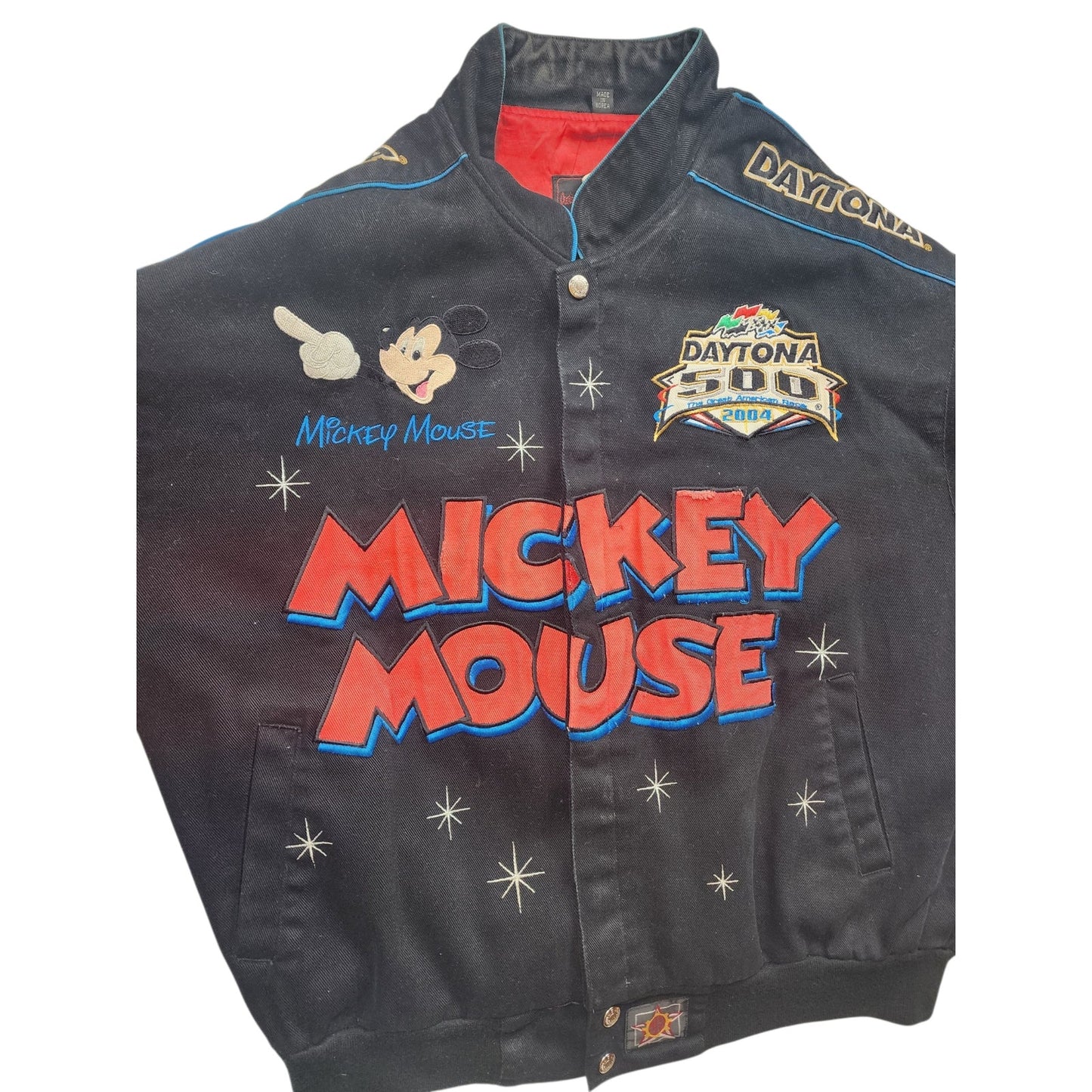 Disney Jeff Hamilton Jacket Mens Large Mickey Daytona NASCAR Embroidered Bomber