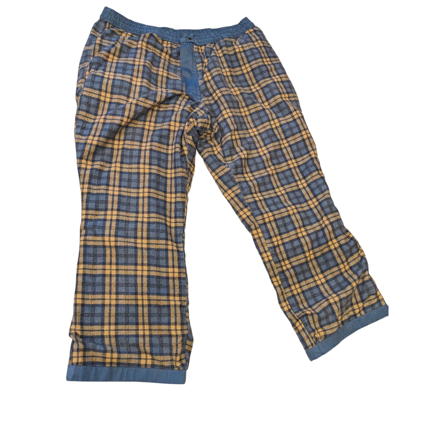 Haband Ice House Flannel Lined Slacks Mens 44 S Blue Elastic Waist Winter Pants