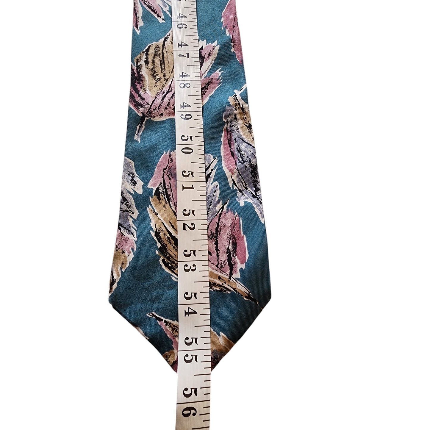 Oscar de la Renta Mens Tie Vintage Floral Print Teal Pink Neckwear Necktie