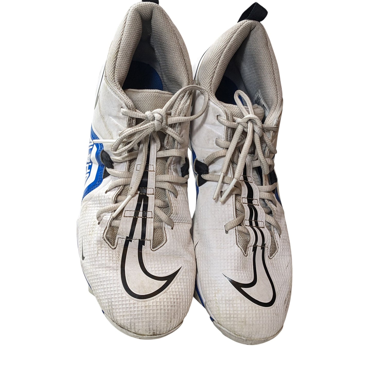 Nike Alpha Shoes Fastflex Cleats Mens 12 White Blue CV0582-101 Turf Football