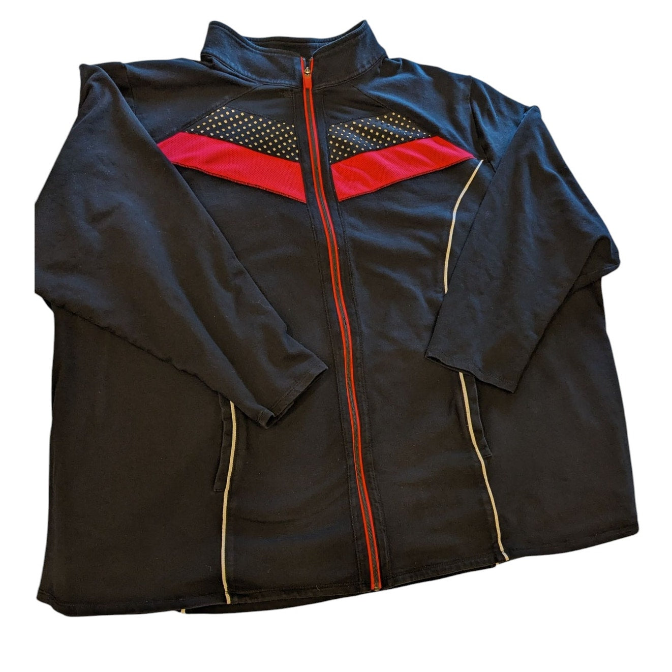 Catherines Top Womens 5X Track Jacket Zip Plus Size 34/36W Rhinestone Activewear
