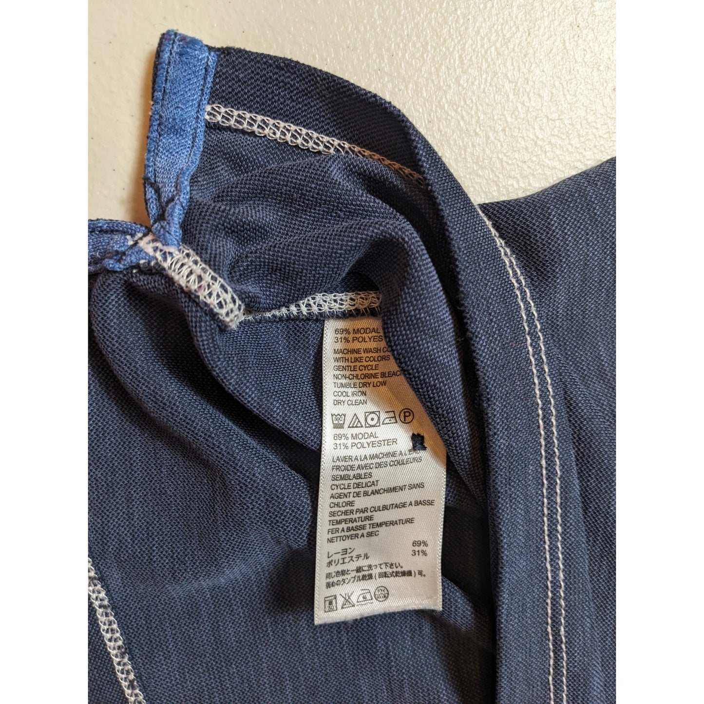 Tommy Bahama Polo Men XL Navy Blue Modal Short Sleeve Contrast Stitch Shirt Prep