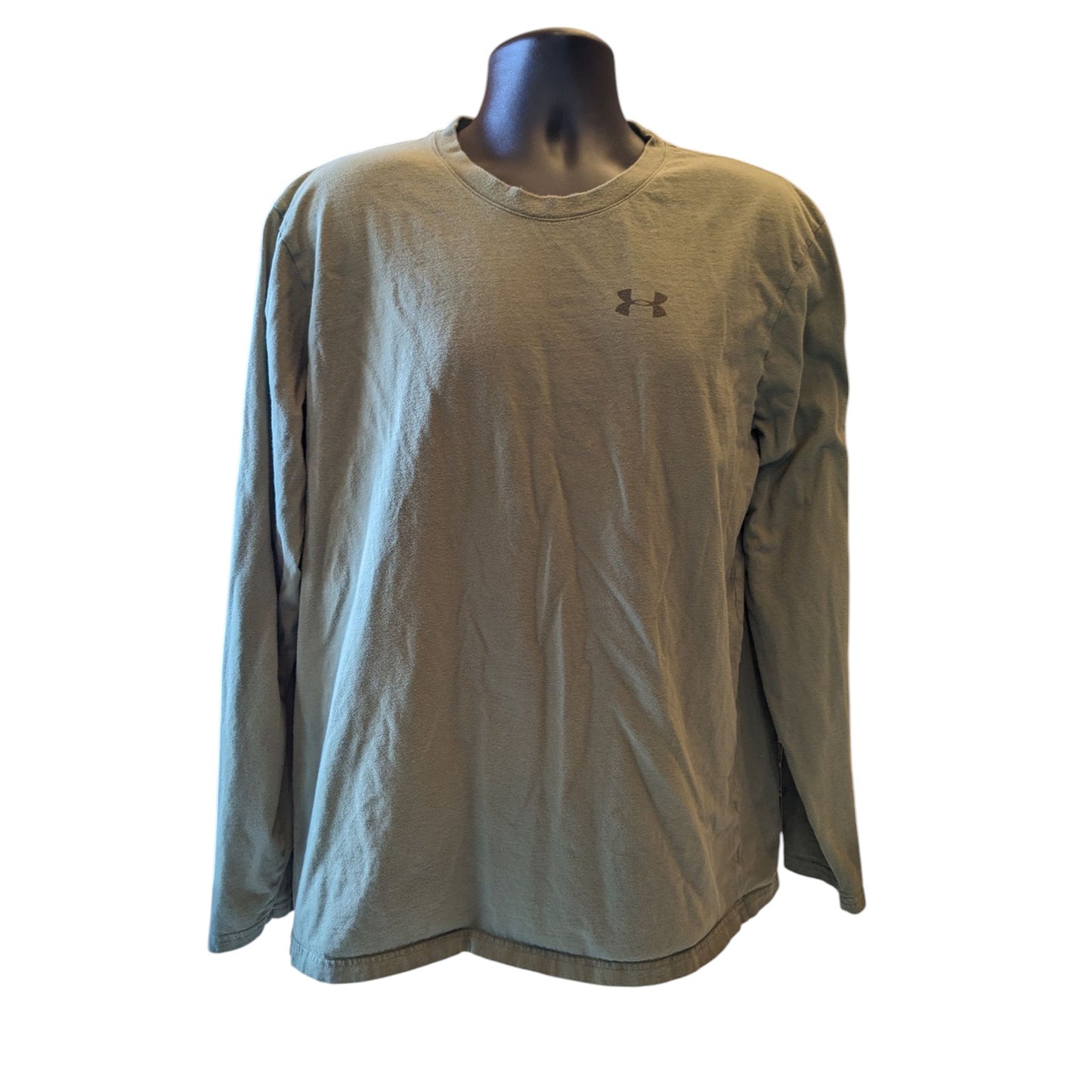 Under Armour Shirt Men XL Long Sleeve Loose Fit HeatGear Green Graphic Gym Eagle