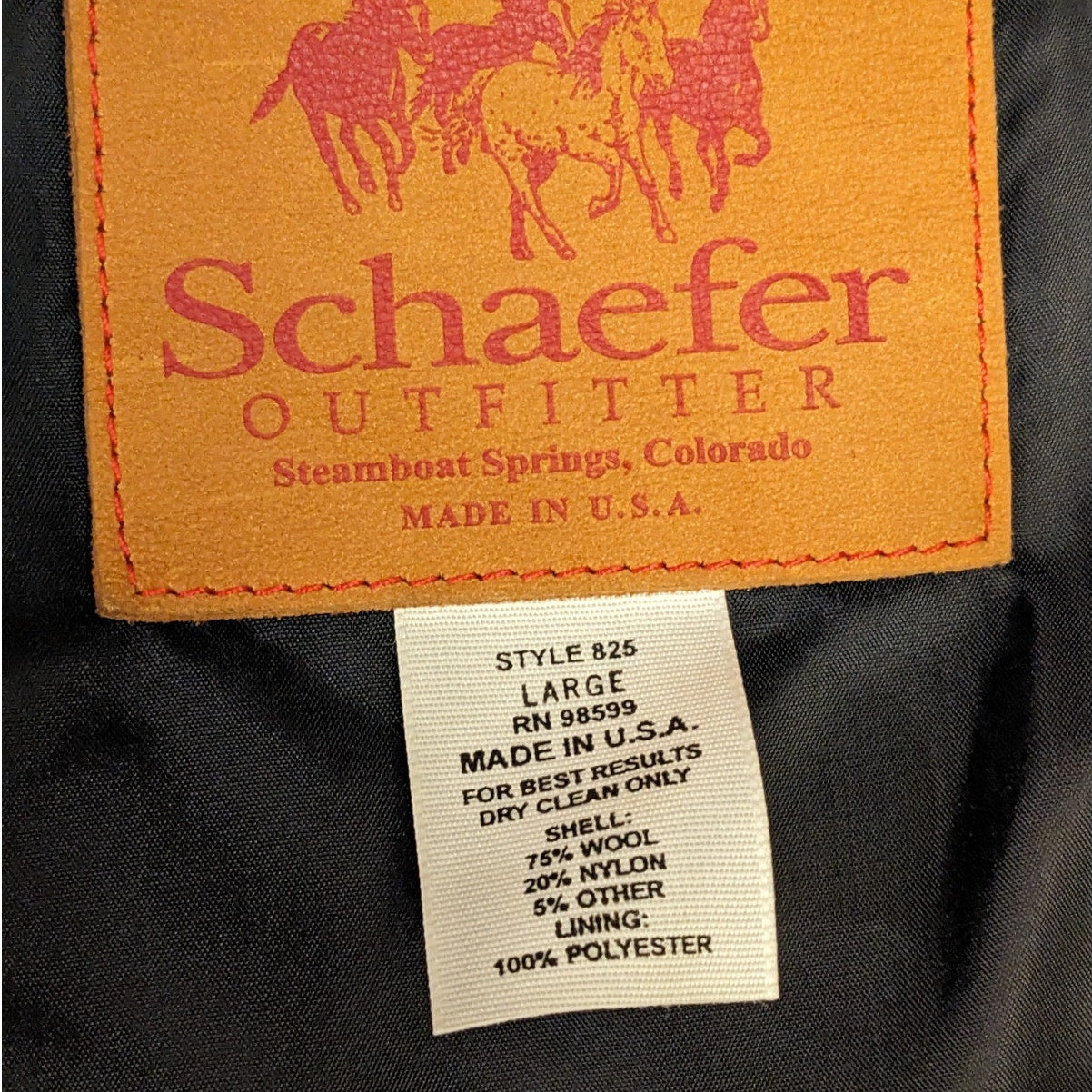 Schaefer Outfitter Wool Western Vest Mens Large USA Made Cowboy Ranch Americana