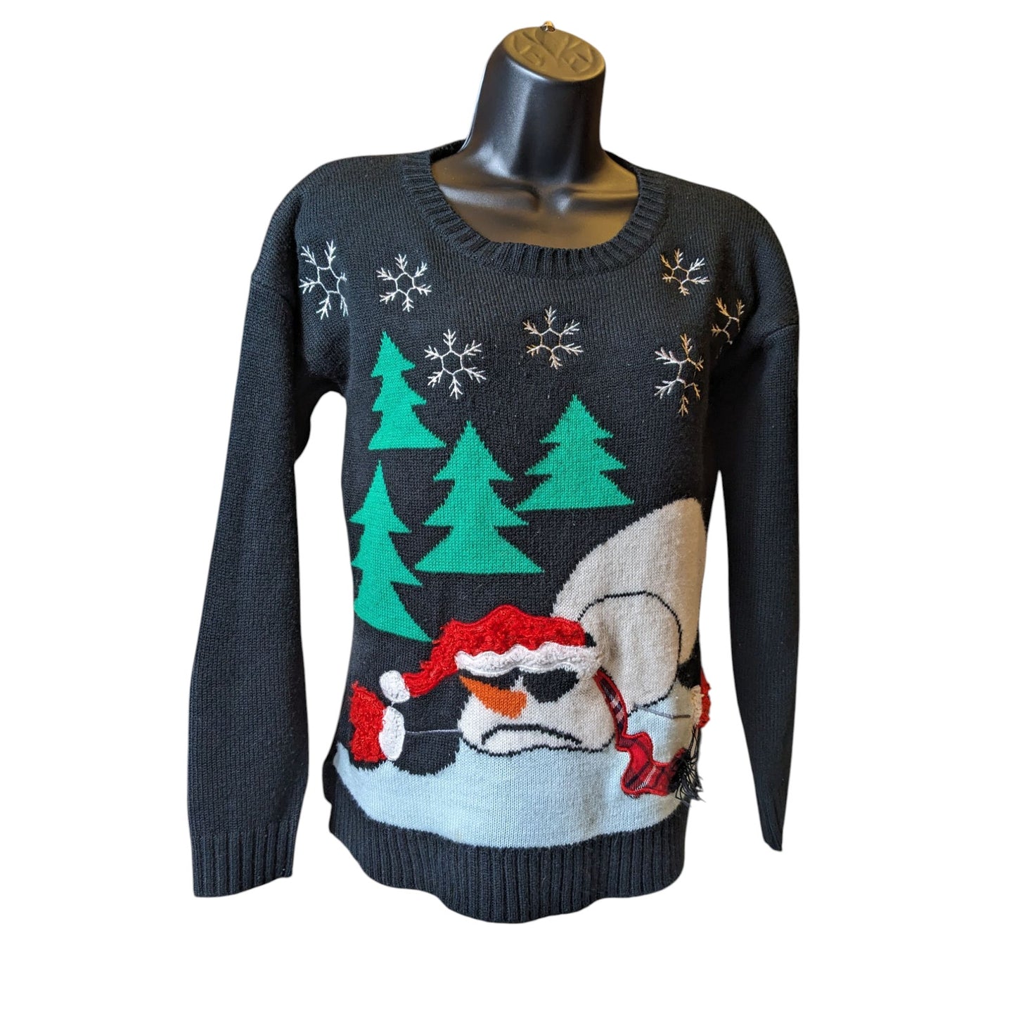 United States Sweaters Ugly Christmas Women Small Funny Snowman Holiday Pullover