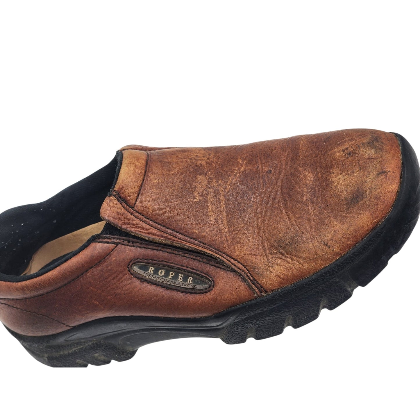 Roper Shoes Mens 12 Leather Slip On Performance Loafers Western 09-020-0601-0206