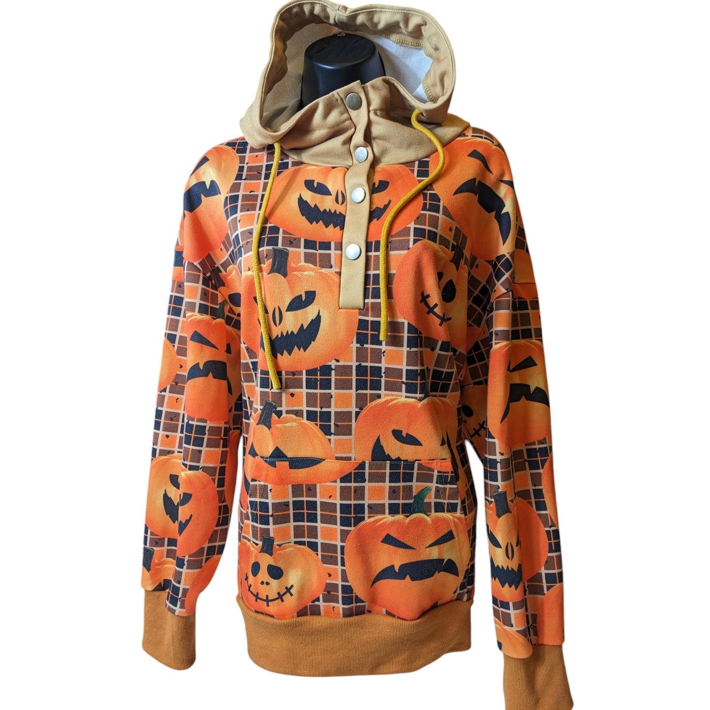 Misslook Halloween Hoodie Womens XL Pumpkin Jack O Lantern Pullover Sweatshirt