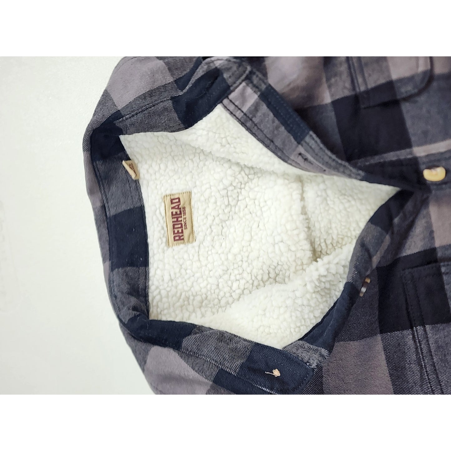 RedHead Fleece Plaid Flannel Jacket Shirt Men Medium Shacket Lumberjack Gorpcore