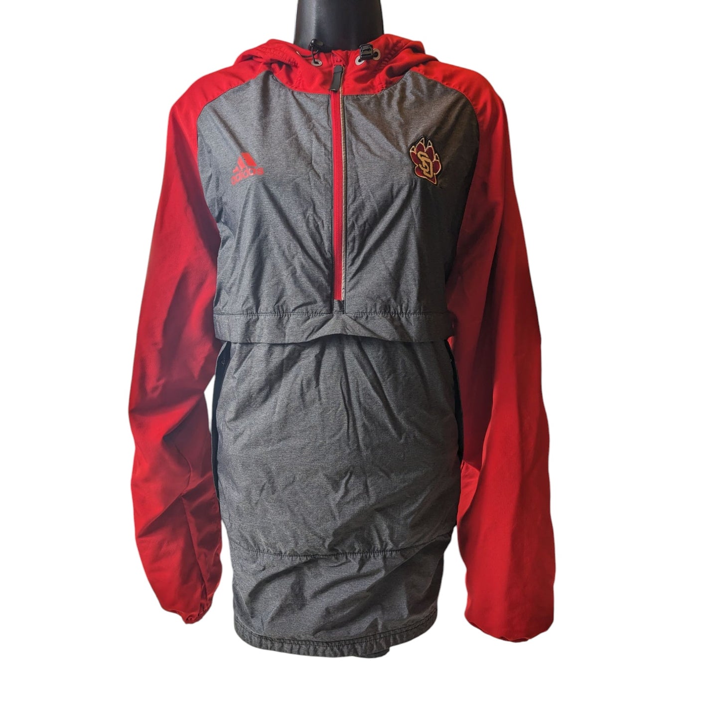 Adidas Windbreaker Hoodie Mens Large South Dakota Coyotes Pullover Jacket Team