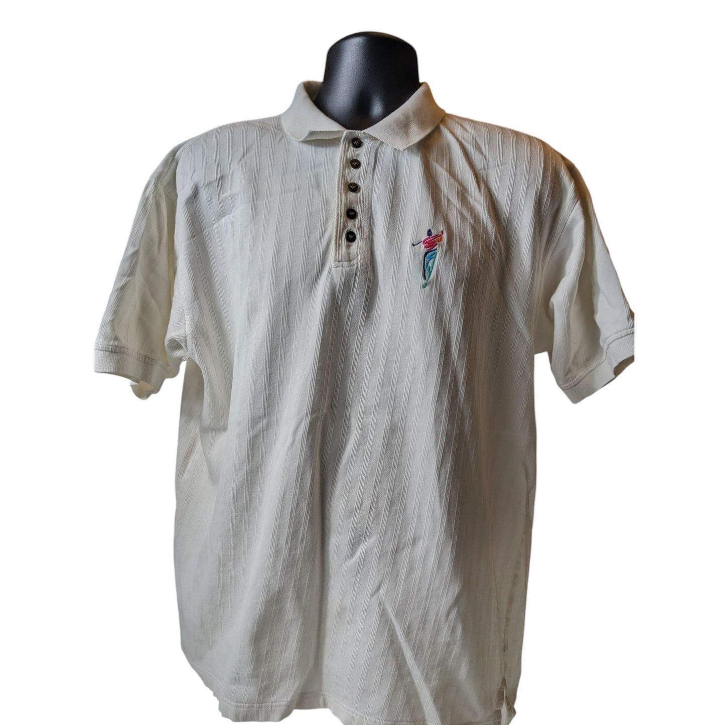 Vintage Cotton Traders Polo Shirt Mens Large White Embroidered Golfer 90s Retro