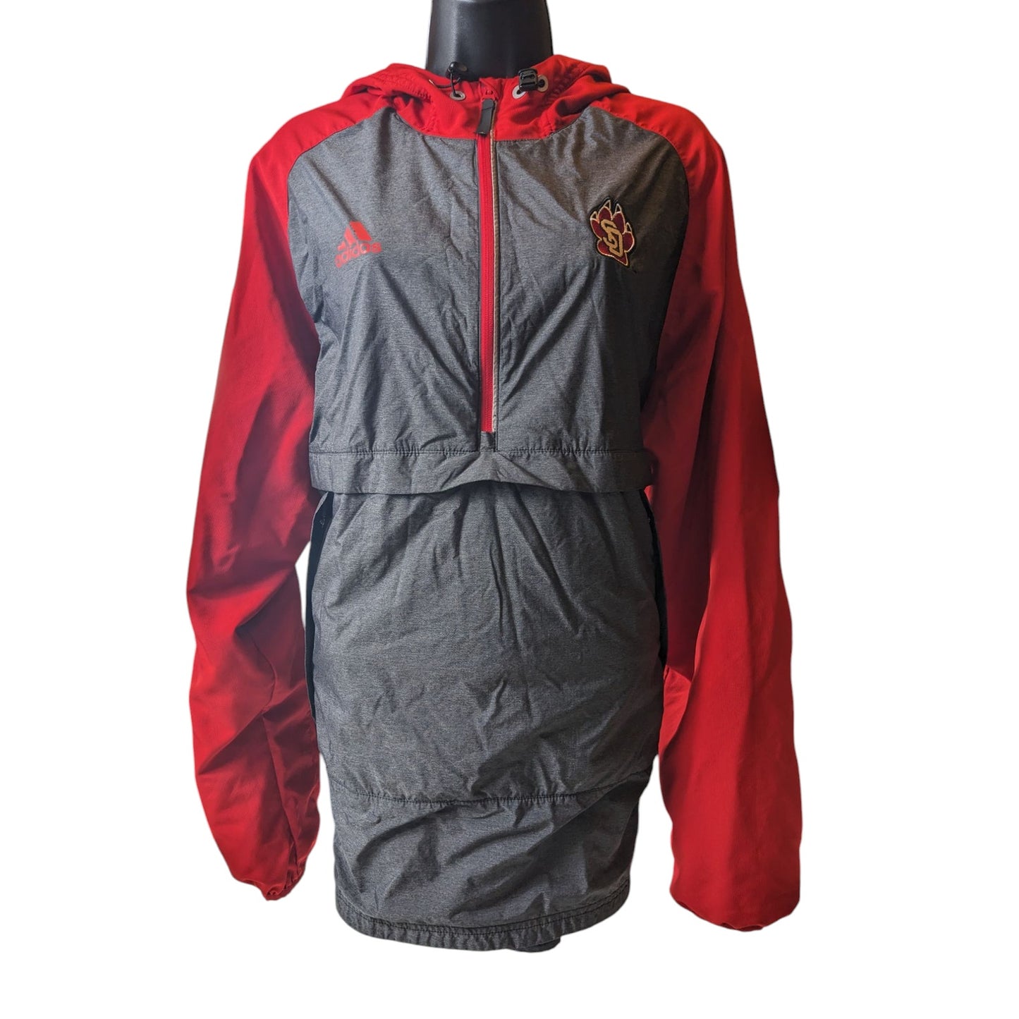 Adidas Windbreaker Hoodie Mens Large South Dakota Coyotes Pullover Jacket Team