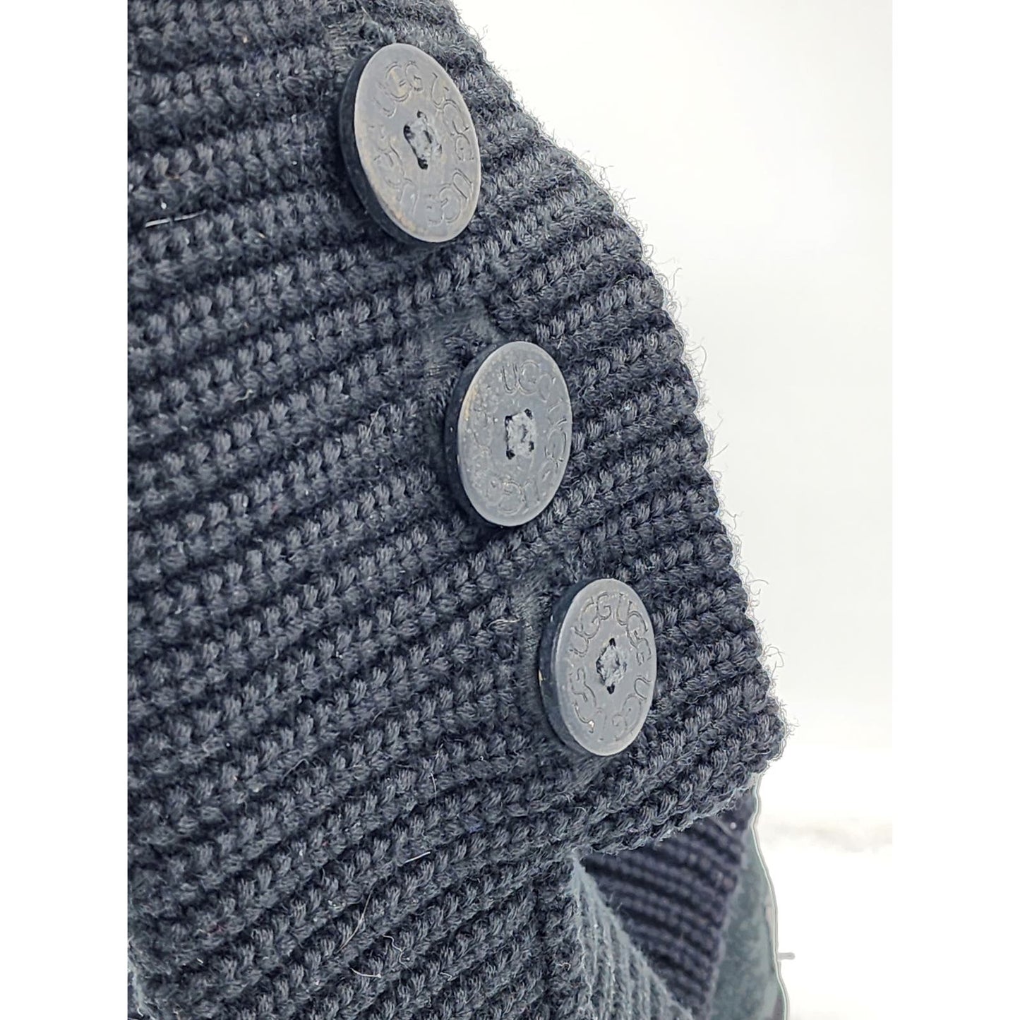 Ugg Classic Cardy Boots Womens Knitted Size 8 Black 5819 Mid Calf To Tall Sock