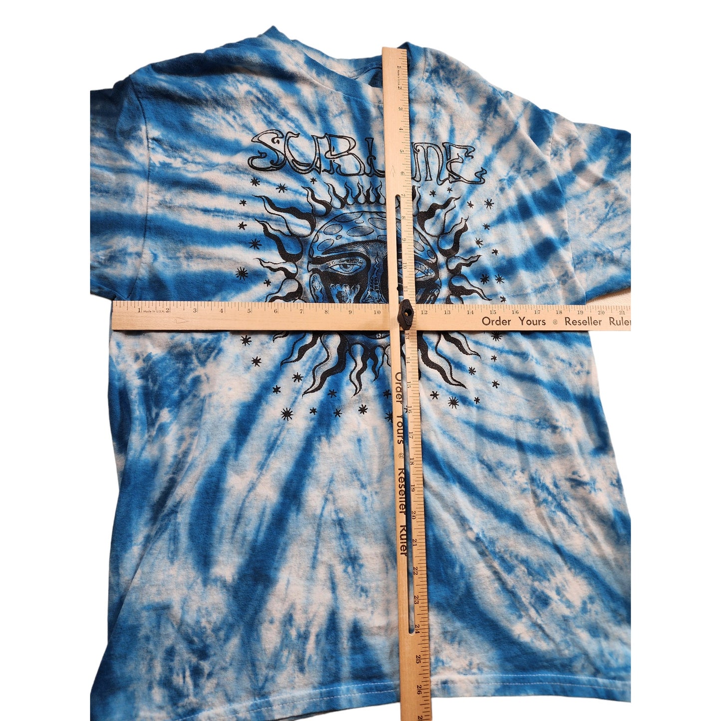 Sublime T Shirt Blue Tie Dye Sun Face Graphic Mens Large Vintage Rock Band Tee