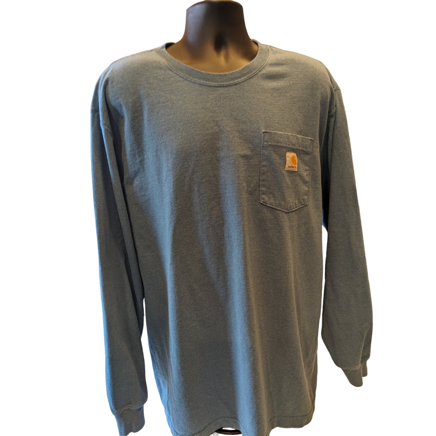 Carhartt Shirt Mens 2XL Blue Long Sleeve Original Fit Pocket Tee Workwear Rugged
