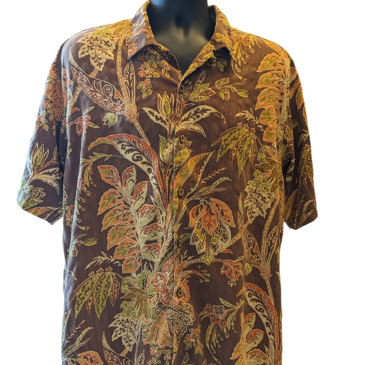 Tommy Bahama Silk Shirt Mens XL Hawaiian Tropical Vacation Resort Short Sleeve