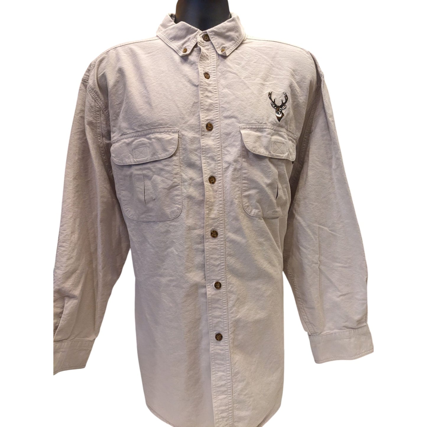 Woolrich Shirt Mens XL Hunting Button Up Deer Embroidered Workwear Vintage