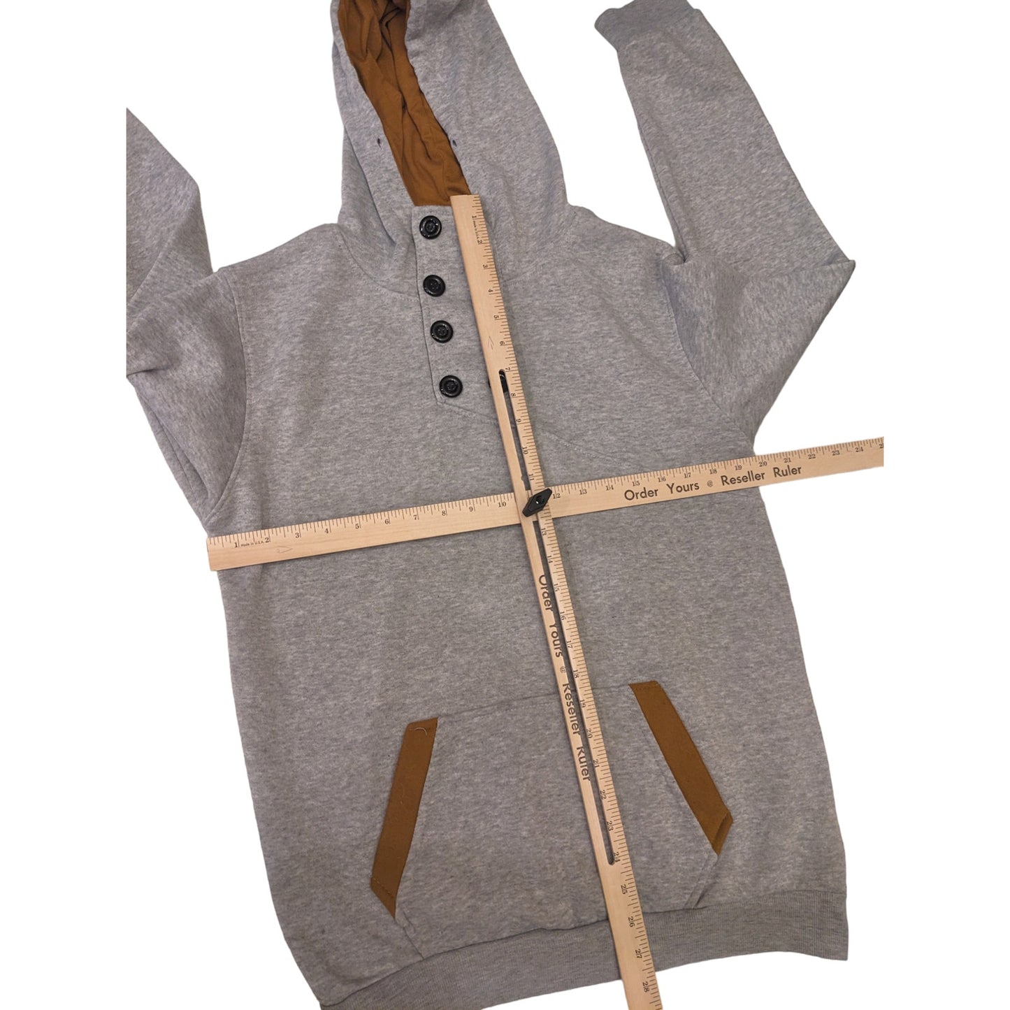 SPOP Hoodie Sweatshirt Womens XXL Pullover Buttons Gray Brown Athleisure Urban