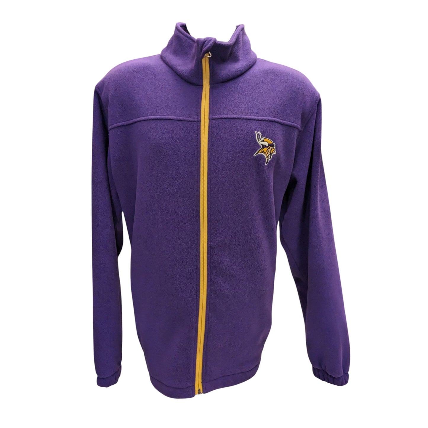Minnesota Vikings Zip Fleece Jacket Mens Large Purple Embroidered Logo Game Day
