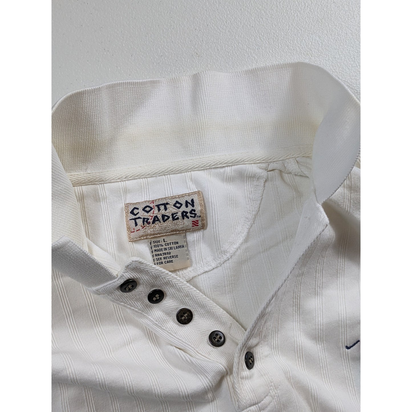 Vintage Cotton Traders Polo Shirt Mens Large White Embroidered Golfer 90s Retro
