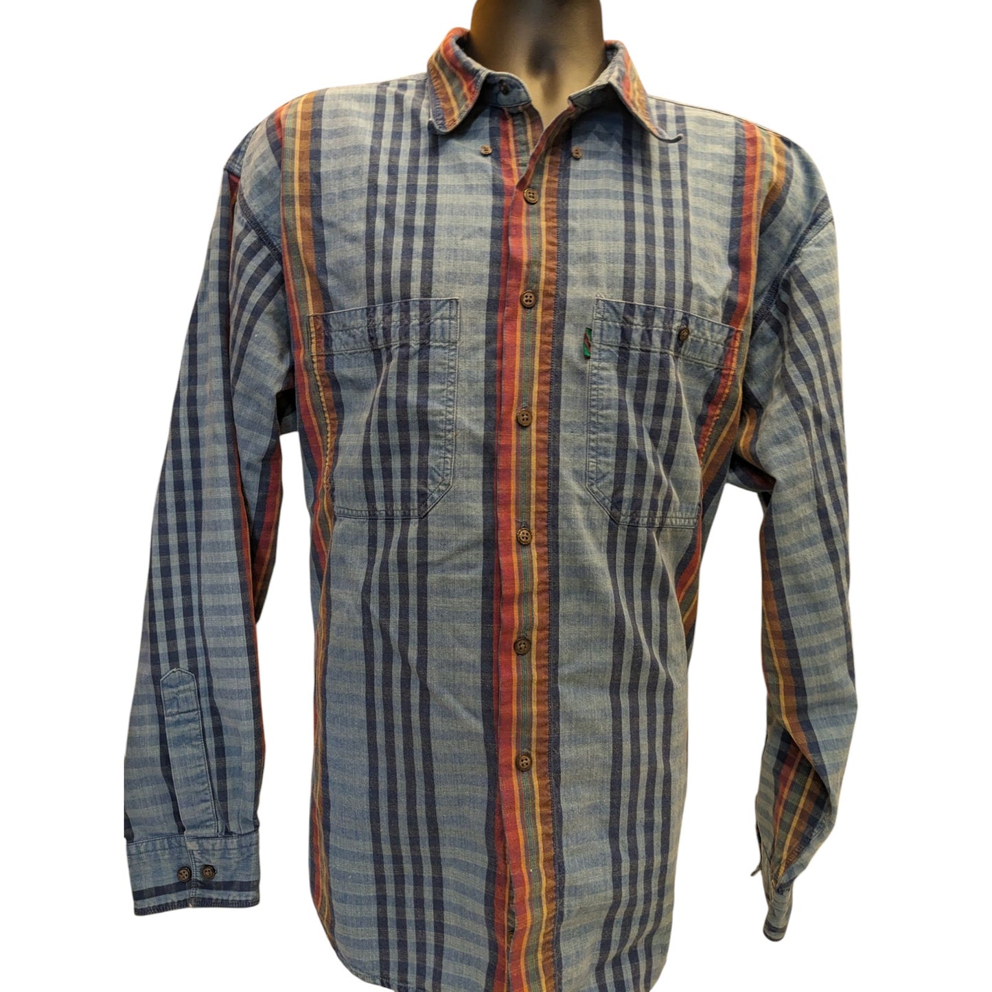 Colours by Alexander Julian Shirt Mens XL Plaid Cotton Long Sleeve Vintage Style