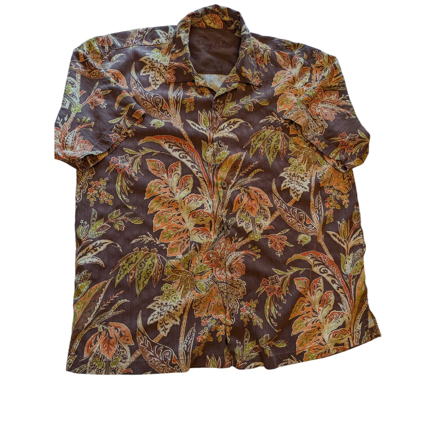 Tommy Bahama Silk Shirt Mens XL Hawaiian Tropical Vacation Resort Short Sleeve
