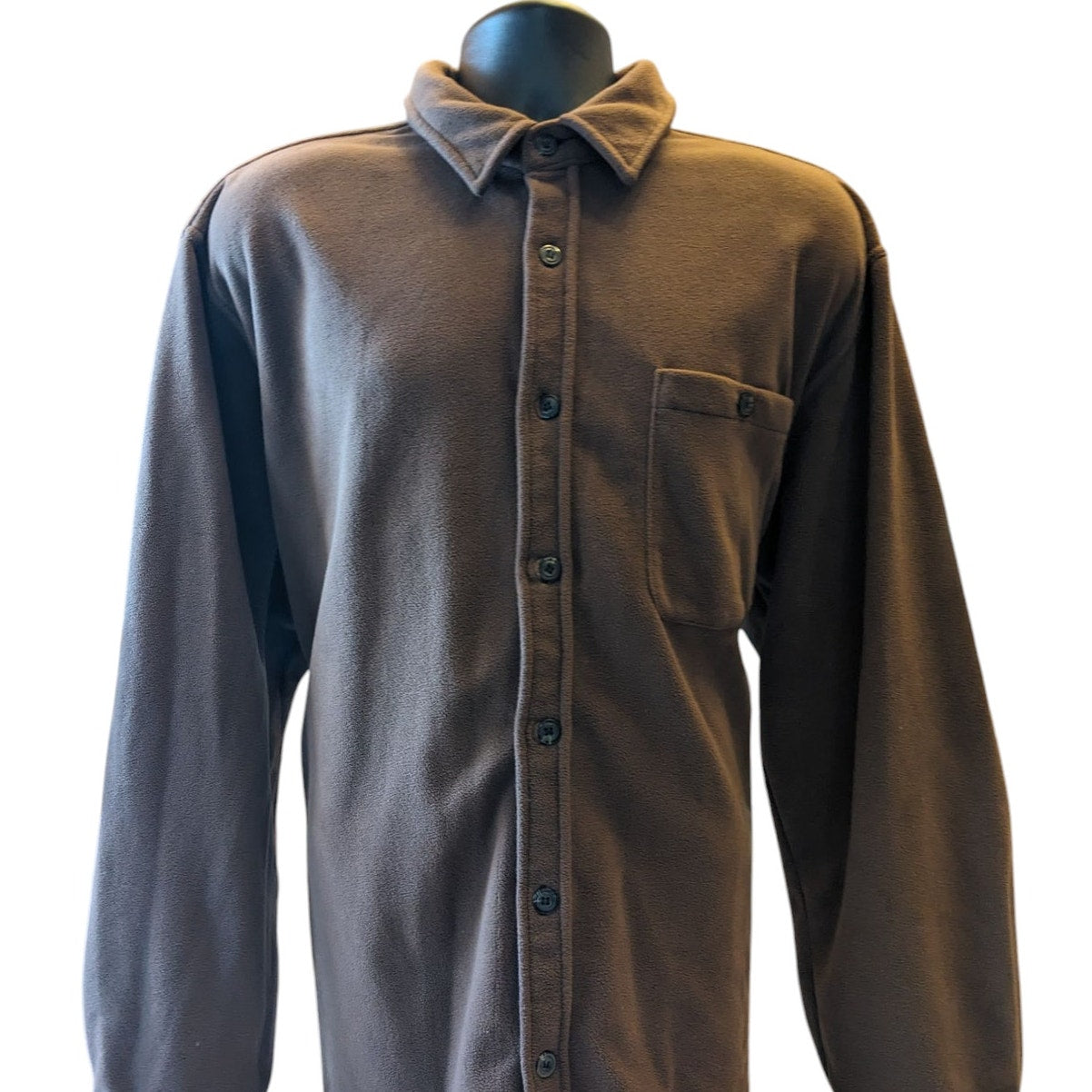 Route 66 Shirt Mens XL Brown Fleece Button Up Long Sleeve Jacket Overshirt Layer