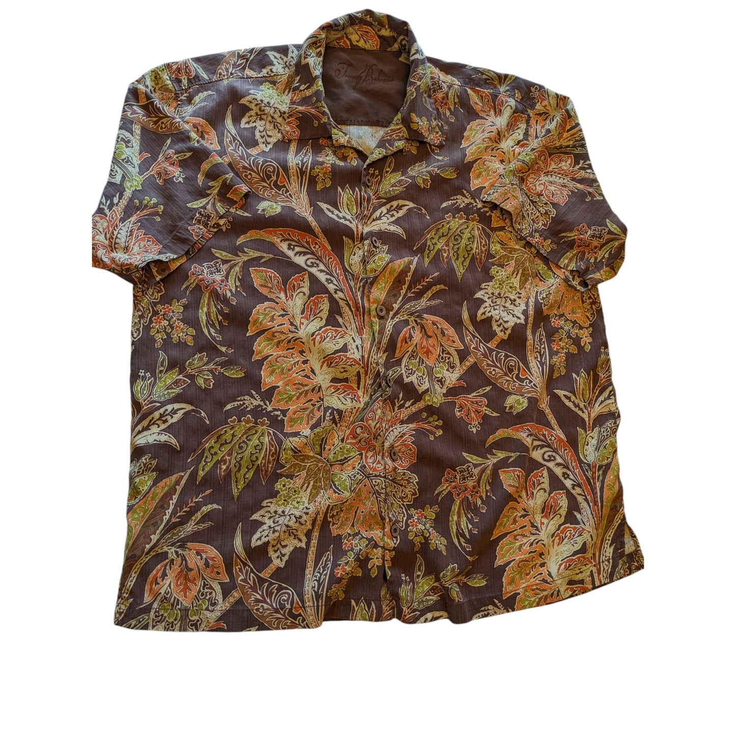 Tommy Bahama Silk Shirt Mens XL Hawaiian Tropical Vacation Resort Short Sleeve