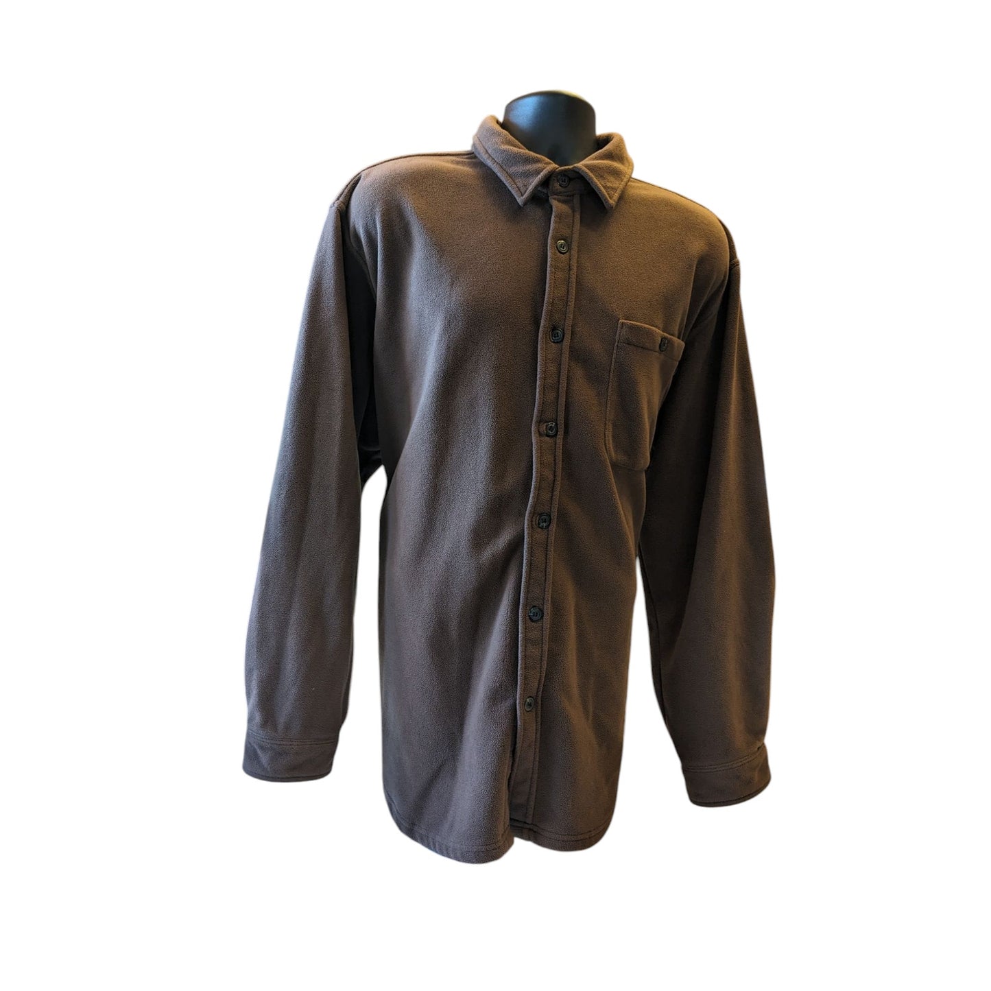 Route 66 Shirt Mens XL Brown Fleece Button Up Long Sleeve Jacket Overshirt Layer