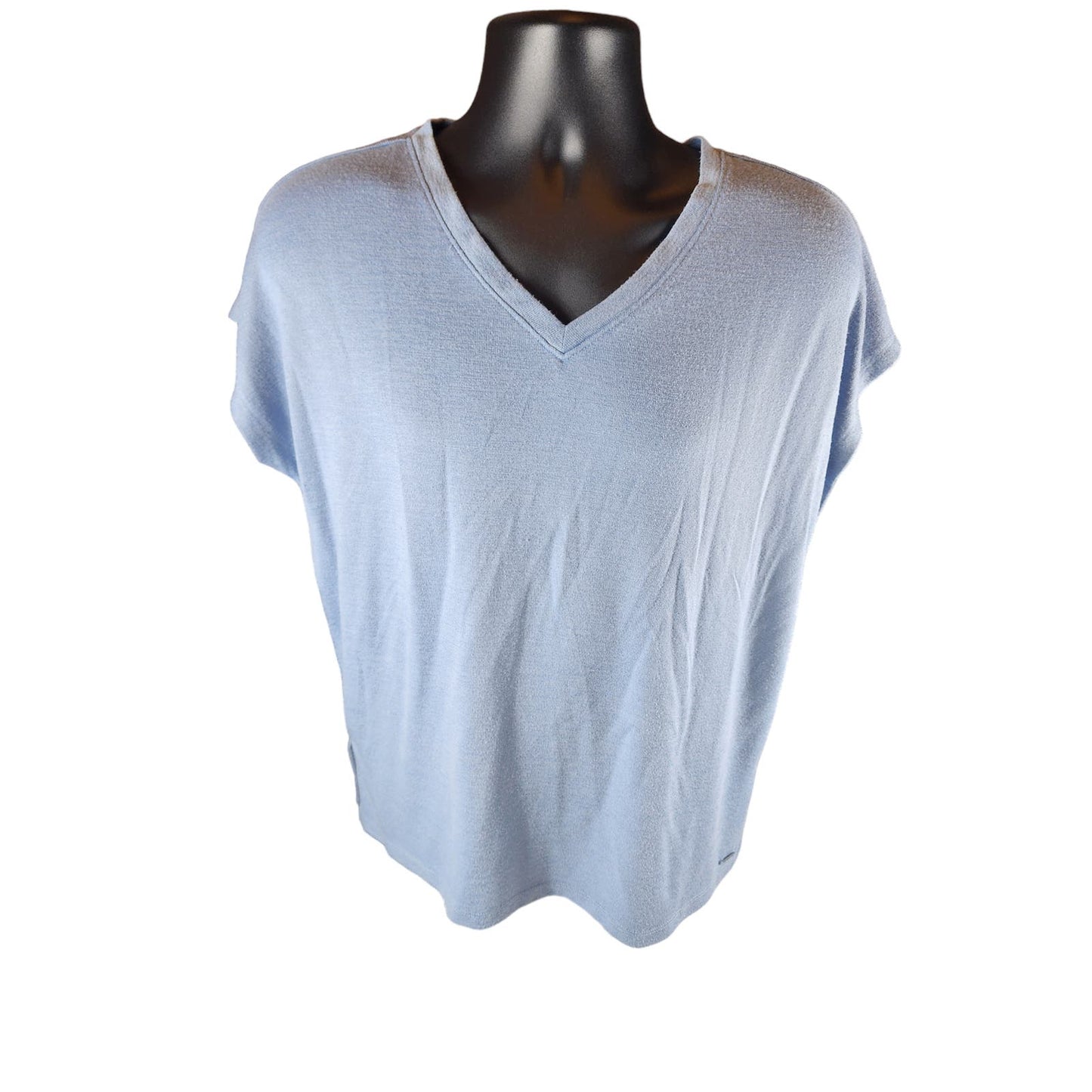 Orvis V Neck Shirt Mens Large Lightweight Casual Knit Blue Pullover