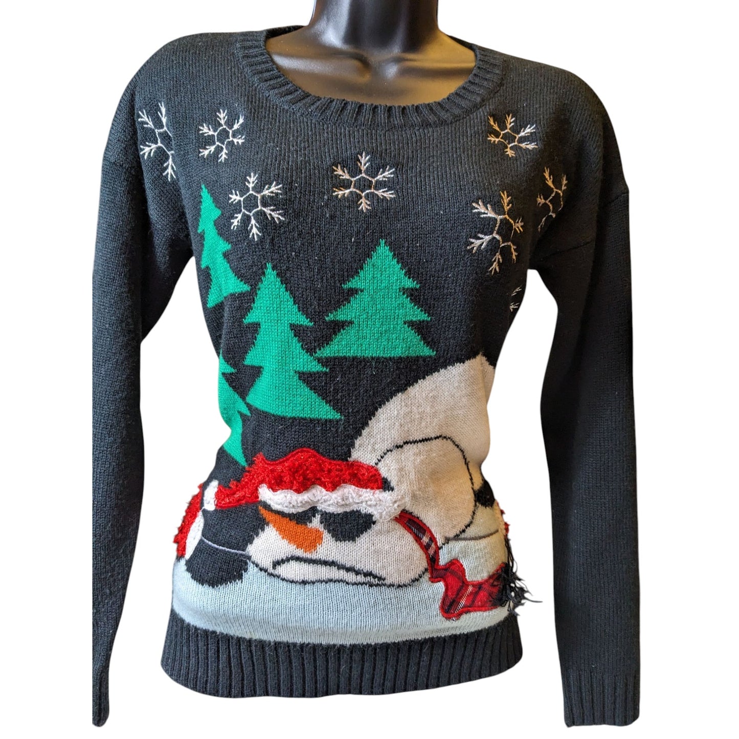 United States Sweaters Ugly Christmas Women Small Funny Snowman Holiday Pullover